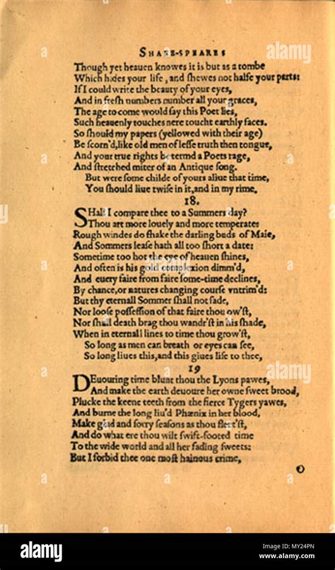 1609 Printing Of Shakespeare S Sonnets Hi Res Stock Photography And