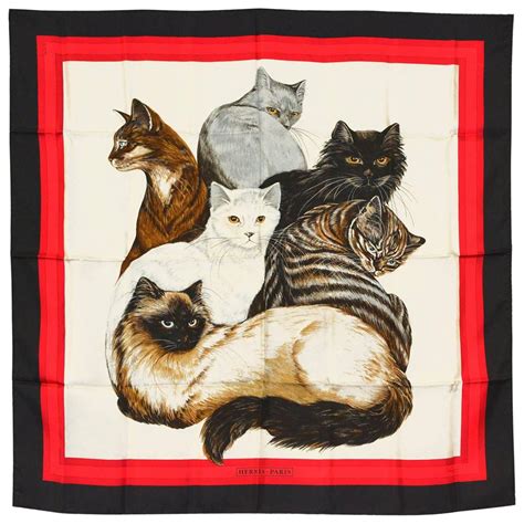 Rare Hermes Chat Cat Silk Scarf At 1stDibs Hermes Cat Scarf Cat