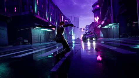 Cyberpunk Guy Sharp Swords Street Lights 4k Hd Artist 4k Wallpapers