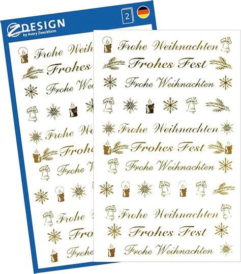 Avery Zweckform Aufkleber Weihnachten Schriftz Ge Gold