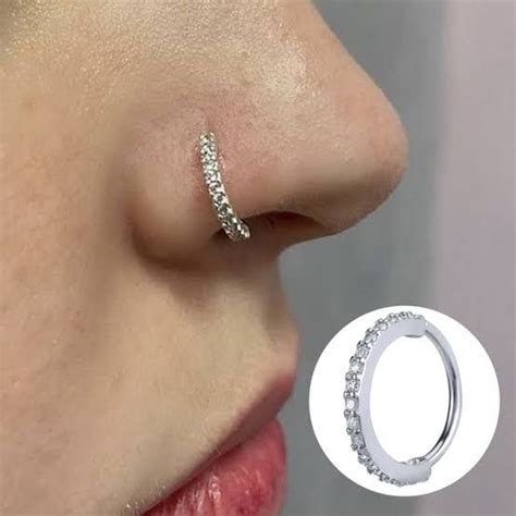 Piercing Argola Cravejada Pedras De Zirconia Para Nariz Tragus Ou