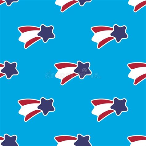 USA Stars And Stripes Seamless Pattern On Blue Background Stock Vector