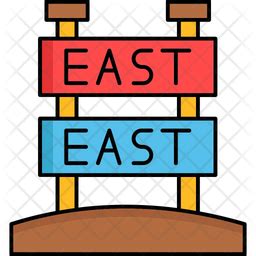 East direction Icon - Download in Colored Outline Style