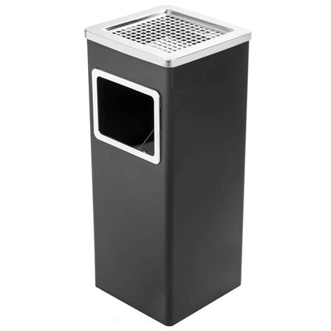 Rectangular Standing Bin With Ashtray Black Colour Cablematic