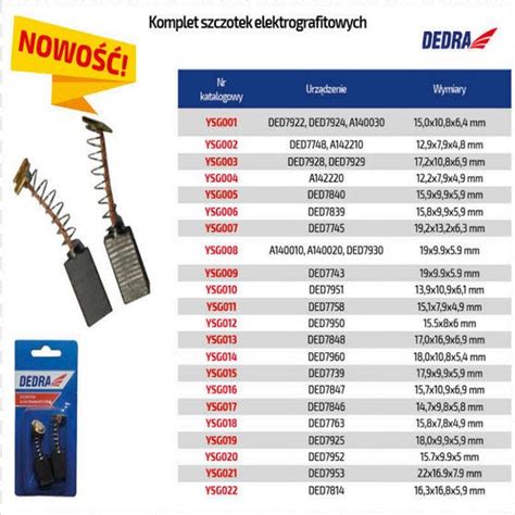 Szczotki Elektrografitowe Do DED7928 DED7929 Kod YSG003