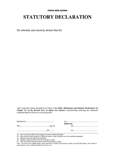 Fillable Statutory Declaration Form Printable Forms Free Online