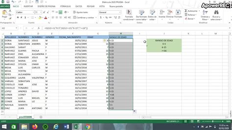 Calcular Edad Y Rango En Excel Youtube