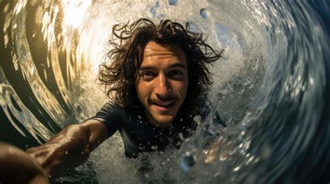 Premium Photo A Man Riding A Wave On Top Of A Surfboard Ai