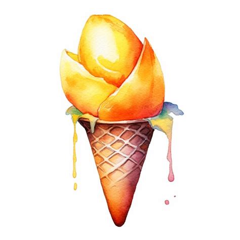 Premium Ai Image There Is A Watercolor Painting Of A Cone With A