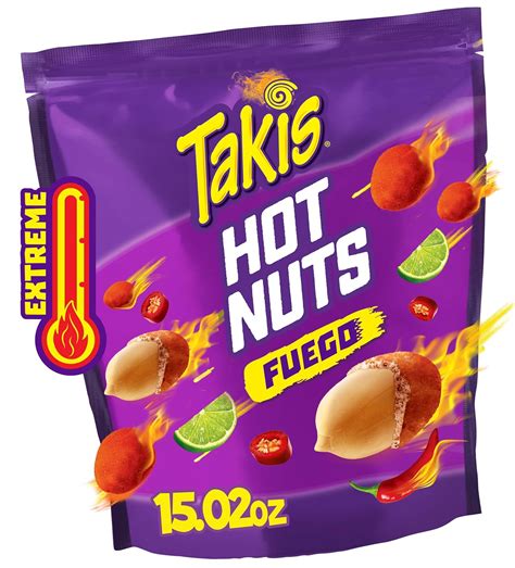Takis Fuego Hot Nuts Oz Sharing Size Resealable Bag Hot Chili Pepper Lime Flavored