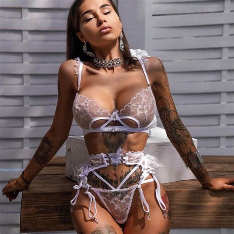 Conjunto De Sutiã E Calcinha De Renda Transparente Sexy Lingerie