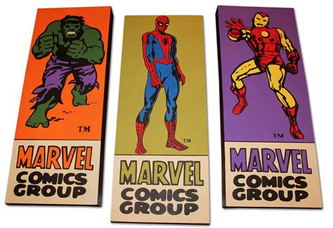 POP COMIC ART PAINTINGS • MARVEL SUPER HEROES ACRYLIC on CANVAS Three...