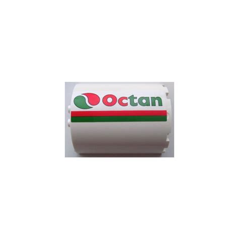 Lego Cylinder X X Half With Red And Green Stripe And Octan Logo