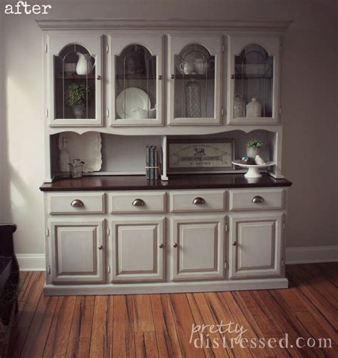 Pretty Distressed Paris Grey Hutch Makeover