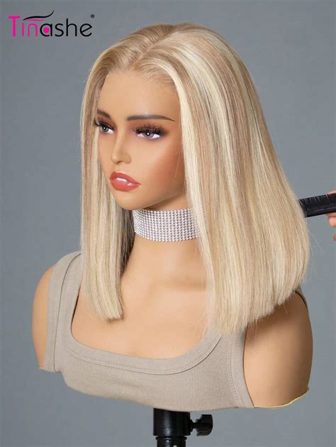 Tinashe Tinashe Hair 13x6 Highlight Blonde Straight Bob Wig 16 613 Human Hair Short Lace Front