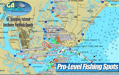 St. Simons Island Fishing Spots Map | GPS Fishing Spots & Fishing Maps