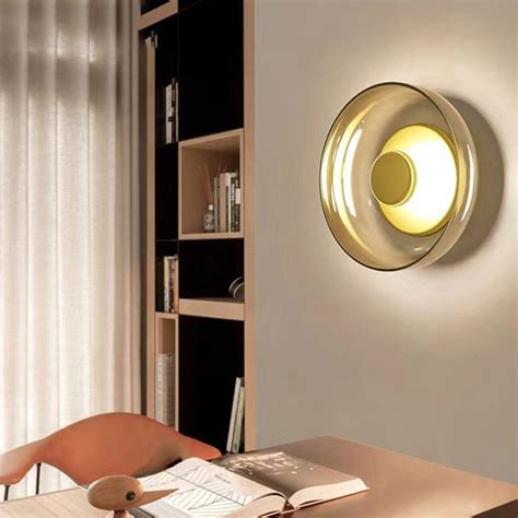 Nordic Minimalist LED Wall Sconce แปรงฮารดแวรพรอมกระจกใส Art Decoโคม