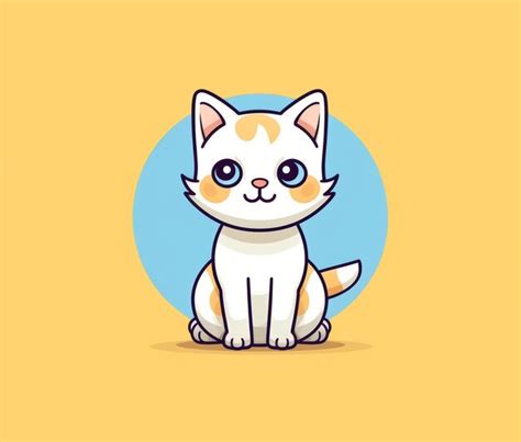 Ilustración de dibujos animados de un gato con ojos azules sentado