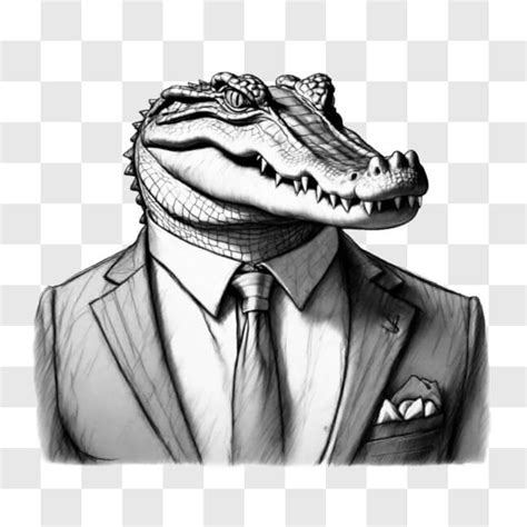 Download Alligator Wearing Suit Tie And Bow Tie Drawing Sketches Online Creative Fabrica