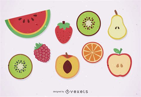 Descarga Vector De Conjunto De Ilustración De Frutas Aisladas