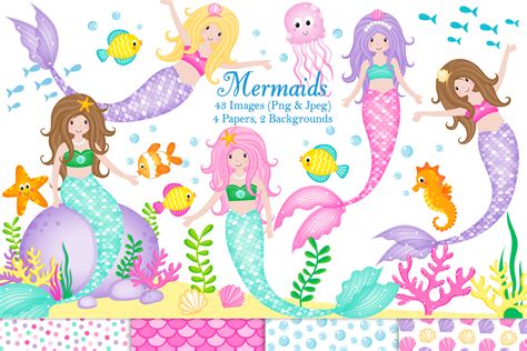 Mermaids Mermaid Graphics And Illustrations Under The Sea