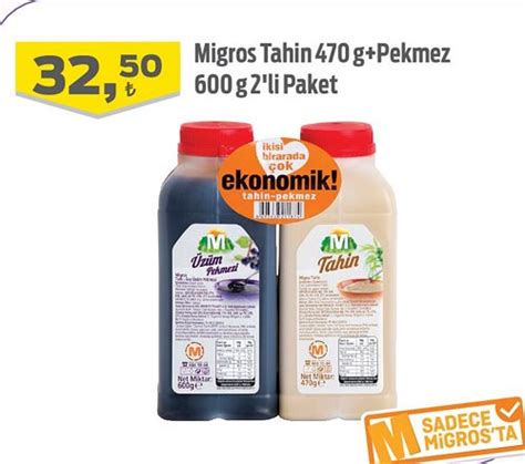 Migros Tahin 470 g Pekmez 600 g 2 li Paket İndirimde Market