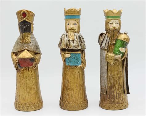 Vintage Schmid Bros Paper Mache The Wise Men Christmas Nativity Three