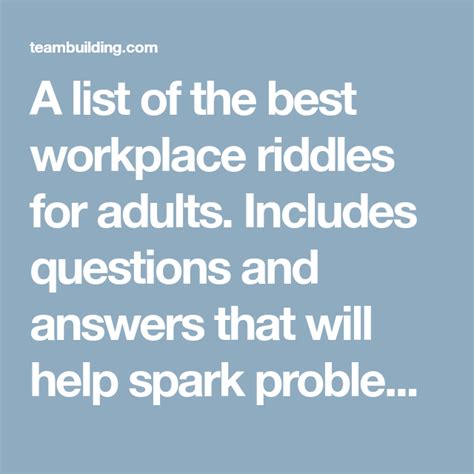 Workplace Riddles And Answers Riddles Worksheets