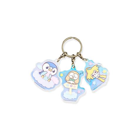 Acrylic Keychain Set Piplup Rowlet Jirachi Pokémon Poképeace