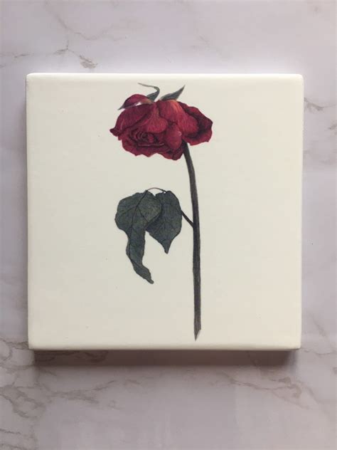 Red Rose Floral Ceramic Coaster Set Four Coasters Ceramic Etsy Uk