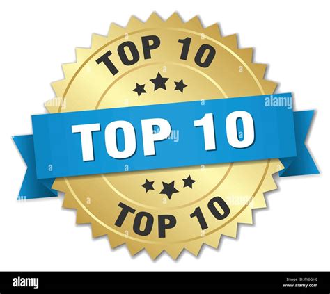 Top 10 3d Gold Badge With Blue Ribbon Stock Vector Image Art Alamy