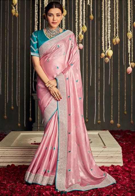 Buy Embroidered Art Silk Saree In Baby Pink Online Sff Utsav