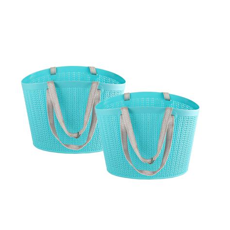 Cello Knit Style Sling Basket Blue Set Of Amazon In Home Kitchen