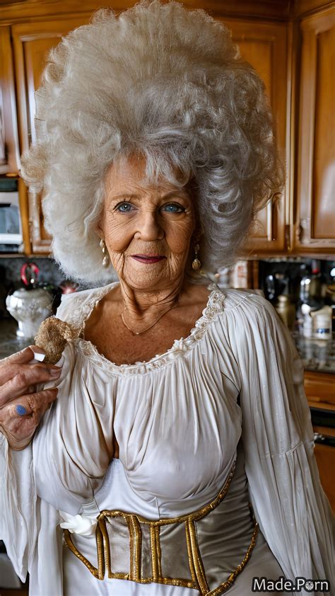 Porn Image Of Woman Kitchen Wild Afro Negligee White Hair Made Long