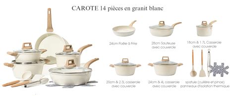 Carote Set Poele Et Casserole Induction 14 Pièces Poele 24cm Casserole 18 20 24cm Sauteuse