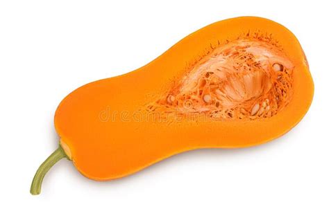 Butternut Squash Half Isolated On White Background With Clipping Path And Full Depth Of Field