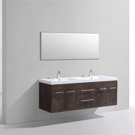 Eviva Lugano Rosewood Modern Bathroom Vanity Wall Mount With White