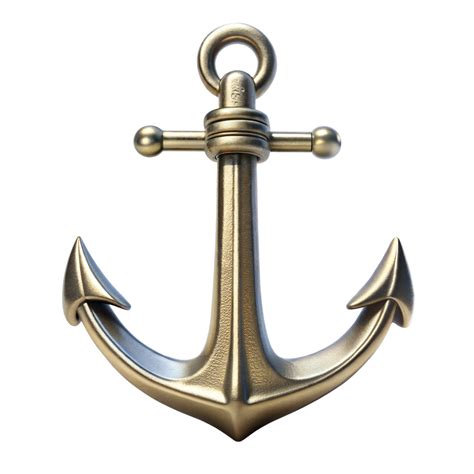 Classic Bronze Anchor With Shackle And Flukes On Transparent Background