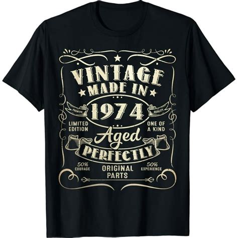 Vintage 50th Birthday Decorations Men Funny 1974 50 Birthday T Shirt