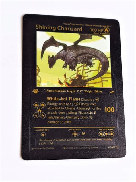 Karta Pokemon Shining Charizard Black Metal Stan Nowy Z