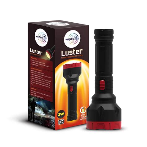 Buy Wipro Luster 3w Led Bright Rechargeable Torch Emergency Torch