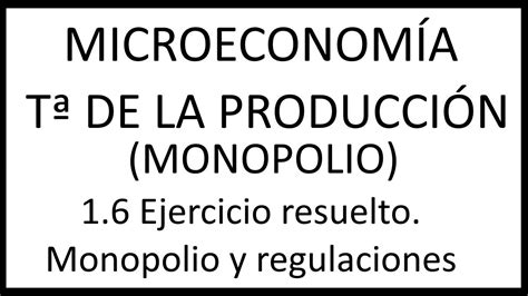 Ejercicio Resuelto Monopolio Y Regulaciones Youtube