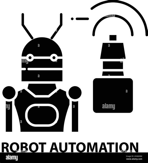 Robot Automation Icon Black Vector Sign With Editable Strokes Concept