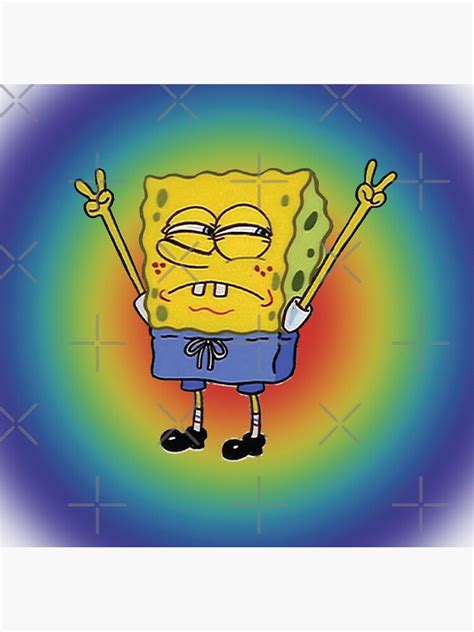 Pegatina Bob Esponja Sospechosa Paz Arcoiris De Theredfoxs Redbubble