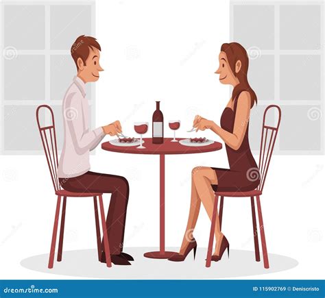 Couple Eating In Restaurant Stock Vector Illustration Of Flirting Food 115902769