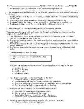 The Good Samaritan STUDYSYNC Exit Ticket Multiple Choice TPT