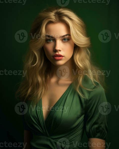 A Beautiful Blonde Woman In A Green Dress Generative AI 28036274 Stock Photo At Vecteezy