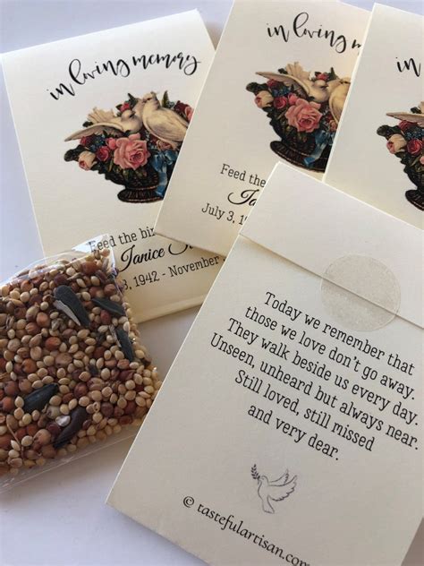 Ivory Funeral Favors Personalized Memorial Bird Seed Packets Etsy