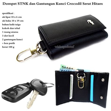 Jual Dompet Stnk Dan Gantungan Kunci Crocodile Kulit Serat Hitam Di