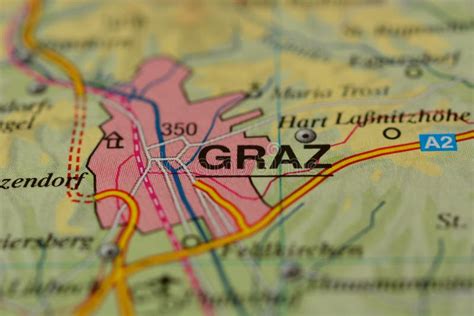 The City Name Graz Austria On The Map Stock Photo Image Of Country